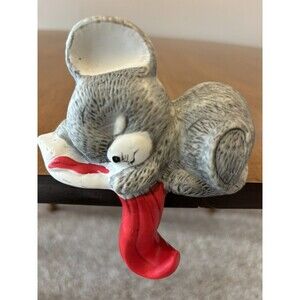 Vintage House of Lloyd Porcelain Mouse Christmas Mantle Stocking Hanger